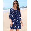 image:imageHOTOUCH Boho Dresses for Women Casual Beach Summer Dress V Neck 34 Long Sleeve Short Floral Print Swimsuit Cover Up SundressBf318