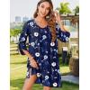 image:imageHOTOUCH Boho Dresses for Women Casual Beach Summer Dress V Neck 34 Long Sleeve Short Floral Print Swimsuit Cover Up SundressBf318
