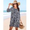 image:imageHOTOUCH Boho Dresses for Women Casual Beach Summer Dress V Neck 34 Long Sleeve Short Floral Print Swimsuit Cover Up SundressMz473