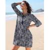 image:imageHOTOUCH Boho Dresses for Women Casual Beach Summer Dress V Neck 34 Long Sleeve Short Floral Print Swimsuit Cover Up SundressMz473