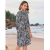 image:imageHOTOUCH Boho Dresses for Women Casual Beach Summer Dress V Neck 34 Long Sleeve Short Floral Print Swimsuit Cover Up SundressMz473