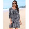 image:imageHOTOUCH Boho Dresses for Women Casual Beach Summer Dress V Neck 34 Long Sleeve Short Floral Print Swimsuit Cover Up SundressMz473