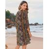 image:imageHOTOUCH Boho Dresses for Women Casual Beach Summer Dress V Neck 34 Long Sleeve Short Floral Print Swimsuit Cover Up SundressMz721
