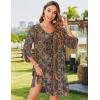 image:imageHOTOUCH Boho Dresses for Women Casual Beach Summer Dress V Neck 34 Long Sleeve Short Floral Print Swimsuit Cover Up SundressMz721