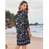 image:imageHOTOUCH Boho Dresses for Women Casual Beach Summer Dress V Neck 34 Long Sleeve Short Floral Print Swimsuit Cover Up SundressMz852