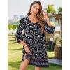 image:imageHOTOUCH Boho Dresses for Women Casual Beach Summer Dress V Neck 34 Long Sleeve Short Floral Print Swimsuit Cover Up SundressMz852