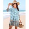 image:imageHOTOUCH Boho Dresses for Women Casual Beach Summer Dress V Neck 34 Long Sleeve Short Floral Print Swimsuit Cover Up SundressMz854