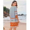 image:imageHOTOUCH Boho Dresses for Women Casual Beach Summer Dress V Neck 34 Long Sleeve Short Floral Print Swimsuit Cover Up SundressMz883