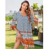 image:imageHOTOUCH Boho Dresses for Women Casual Beach Summer Dress V Neck 34 Long Sleeve Short Floral Print Swimsuit Cover Up SundressMz883