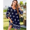 image:imageHOTOUCH Boho Dresses for Women Casual Beach Summer Dress V Neck 34 Long Sleeve Short Floral Print Swimsuit Cover Up SundressMz918