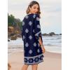 image:imageHOTOUCH Boho Dresses for Women Casual Beach Summer Dress V Neck 34 Long Sleeve Short Floral Print Swimsuit Cover Up SundressMz918