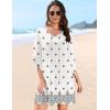 image:imageHOTOUCH Boho Dresses for Women Casual Beach Summer Dress V Neck 34 Long Sleeve Short Floral Print Swimsuit Cover Up SundressMz920