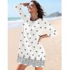 image:imageHOTOUCH Boho Dresses for Women Casual Beach Summer Dress V Neck 34 Long Sleeve Short Floral Print Swimsuit Cover Up SundressMz920