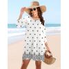 image:imageHOTOUCH Boho Dresses for Women Casual Beach Summer Dress V Neck 34 Long Sleeve Short Floral Print Swimsuit Cover Up SundressMz920