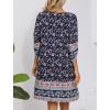 image:imageHOTOUCH Boho Dresses for Women Casual Beach Summer Dress V Neck 34 Long Sleeve Short Floral Print Swimsuit Cover Up SundressNavy Blue