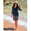 image:imageHOTOUCH Boho Dresses for Women Casual Beach Summer Dress V Neck 34 Long Sleeve Short Floral Print Swimsuit Cover Up SundressNavy Blue Ethnic