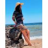 image:imageHOTOUCH Boho Dresses for Women Casual Beach Summer Dress V Neck 34 Long Sleeve Short Floral Print Swimsuit Cover Up SundressNavy Blue Ethnic