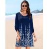 image:imageHOTOUCH Boho Dresses for Women Casual Beach Summer Dress V Neck 34 Long Sleeve Short Floral Print Swimsuit Cover Up SundressSf119
