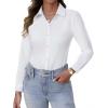 image:imageHOTOUCH Button Down Shirts for Women Long Sleeve Stretch Dress Shirts WrinkleFree Work Blouses Slim Fit Office TopsAwhite