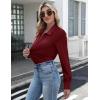 image:imageHOTOUCH Button Down Shirts for Women Long Sleeve Stretch Dress Shirts WrinkleFree Work Blouses Slim Fit Office TopsWine Red
