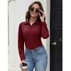 image:imageHOTOUCH Button Down Shirts for Women Long Sleeve Stretch Dress Shirts WrinkleFree Work Blouses Slim Fit Office TopsWine Red