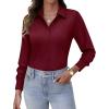 image:imageHOTOUCH Button Down Shirts for Women Long Sleeve Stretch Dress Shirts WrinkleFree Work Blouses Slim Fit Office TopsWine Red