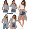 image:imageHOTOUCH Women Boyfriend Shirts Button Down Long Sleeve Blouse Cuffed Sleeve Collared ShirtBlack White Stripe