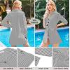 image:imageHOTOUCH Women Boyfriend Shirts Button Down Long Sleeve Blouse Cuffed Sleeve Collared ShirtBlack White Stripe