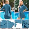 image:imageHOTOUCH Women Boyfriend Shirts Button Down Long Sleeve Blouse Cuffed Sleeve Collared ShirtBlue Green