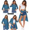 image:imageHOTOUCH Women Boyfriend Shirts Button Down Long Sleeve Blouse Cuffed Sleeve Collared ShirtBlue Green