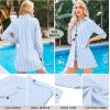 image:imageHOTOUCH Women Boyfriend Shirts Button Down Long Sleeve Blouse Cuffed Sleeve Collared ShirtBlue White Stripe