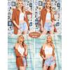 image:imageHOTOUCH Women Boyfriend Shirts Button Down Long Sleeve Blouse Cuffed Sleeve Collared ShirtBrick Red