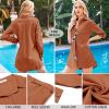 image:imageHOTOUCH Women Boyfriend Shirts Button Down Long Sleeve Blouse Cuffed Sleeve Collared ShirtBrick Red