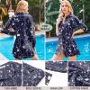 image:imageHOTOUCH Women Boyfriend Shirts Button Down Long Sleeve Blouse Cuffed Sleeve Collared ShirtP Blue Floral
