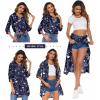 image:imageHOTOUCH Women Boyfriend Shirts Button Down Long Sleeve Blouse Cuffed Sleeve Collared ShirtP Blue Floral
