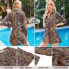 image:imageHOTOUCH Women Boyfriend Shirts Button Down Long Sleeve Blouse Cuffed Sleeve Collared ShirtP Boho Print