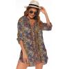 image:imageHOTOUCH Women Boyfriend Shirts Button Down Long Sleeve Blouse Cuffed Sleeve Collared ShirtP Boho Print