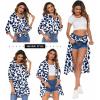 image:imageHOTOUCH Women Boyfriend Shirts Button Down Long Sleeve Blouse Cuffed Sleeve Collared ShirtP Navy Floral