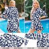 image:imageHOTOUCH Women Boyfriend Shirts Button Down Long Sleeve Blouse Cuffed Sleeve Collared ShirtP Navy Floral