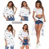 image:imageHOTOUCH Women Boyfriend Shirts Button Down Long Sleeve Blouse Cuffed Sleeve Collared ShirtP White Floral