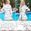 image:imageHOTOUCH Women Boyfriend Shirts Button Down Long Sleeve Blouse Cuffed Sleeve Collared ShirtP White Floral