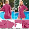 image:imageHOTOUCH Women Boyfriend Shirts Button Down Long Sleeve Blouse Cuffed Sleeve Collared ShirtRose Red 02