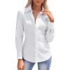 image:imageHOTOUCH Button Down Shirts for Women Long Sleeve Stretch Dress Shirts WrinkleFree Work Blouses Slim Fit Office TopsAwhite