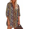 image:imageHOTOUCH Women Boyfriend Shirts Button Down Long Sleeve Blouse Cuffed Sleeve Collared ShirtP Boho Print