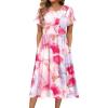 image:imageHOTOUCH Womens Summer ALine Midi Dresses 2026 Casual Floral Short Sleeve TShirt Dress Flowy Beach Sundress with PocketsCx11