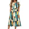 image:imageHOTOUCH Womens Summer ALine Midi Dresses 2026 Casual Floral Short Sleeve TShirt Dress Flowy Beach Sundress with PocketsJh214
