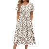 image:imageHOTOUCH Womens Summer ALine Midi Dresses 2026 Casual Floral Short Sleeve TShirt Dress Flowy Beach Sundress with PocketsLeopard Print