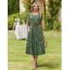 image:imageHOTOUCH Summer Dresses for Women 2026 Casual Midi Dress Petal Short Sleeve A Line Dress Pleated Flare Sundress02 Green Floral
