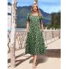 image:imageHOTOUCH Summer Dresses for Women 2026 Casual Midi Dress Petal Short Sleeve A Line Dress Pleated Flare Sundress02 Green Floral