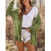image:imageHOTOUCH Lightweight Crochet Cardigan for Women Long Sleeve Open Front Knit Oversized Cardigans SweatersArmy Green4